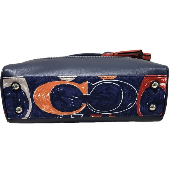 COACH Candace Legacy Heritage Scribble C & Leather Carryall in Navy Blue NWT - Picture 9 of 15